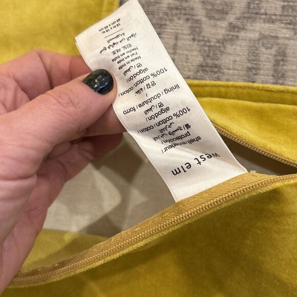 Lot 2 NEW West Elm Washed Cotton Velvet Pillow Cover 18”x18” Dark Horseradish - Picture 9 of 10